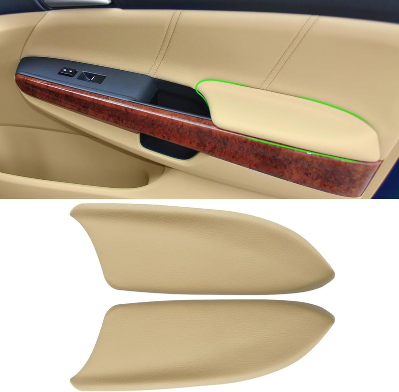 APESER Compatible with Honda Accord Door Panels Armrest Lid 2008-2012,2 Pcs PU Leather Door Panel Armrest Cover for Accord Sedan EX/EX-L/LX/LX-P/SE Front Door Panel(Beige)(NOT Fit for Coupe Model) - Image 1